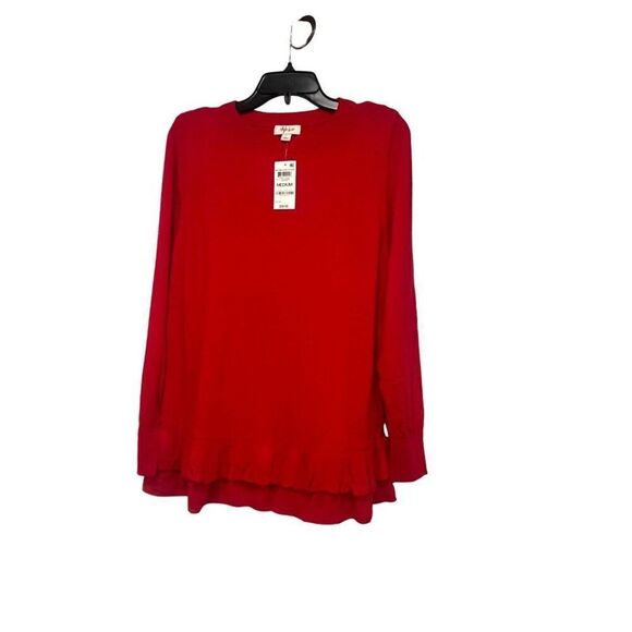 Style & Co Chiffon-Hem Tunic Sweater, Infrared Sz. M - Picture 5 of 9